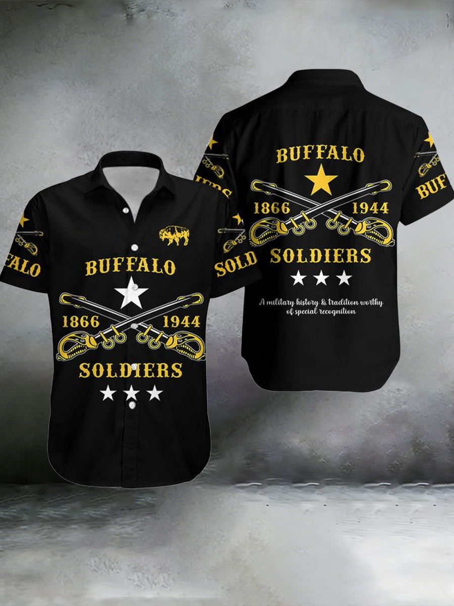 Men's Buffalo Soldier Art Print Casual Shirt