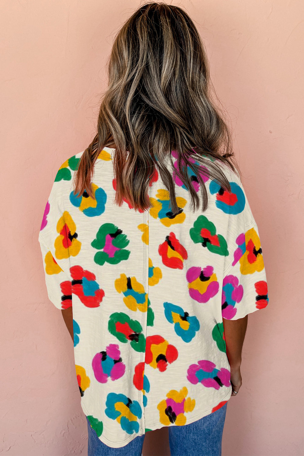 Green Leopard Drop Shoulder Oversize Tee