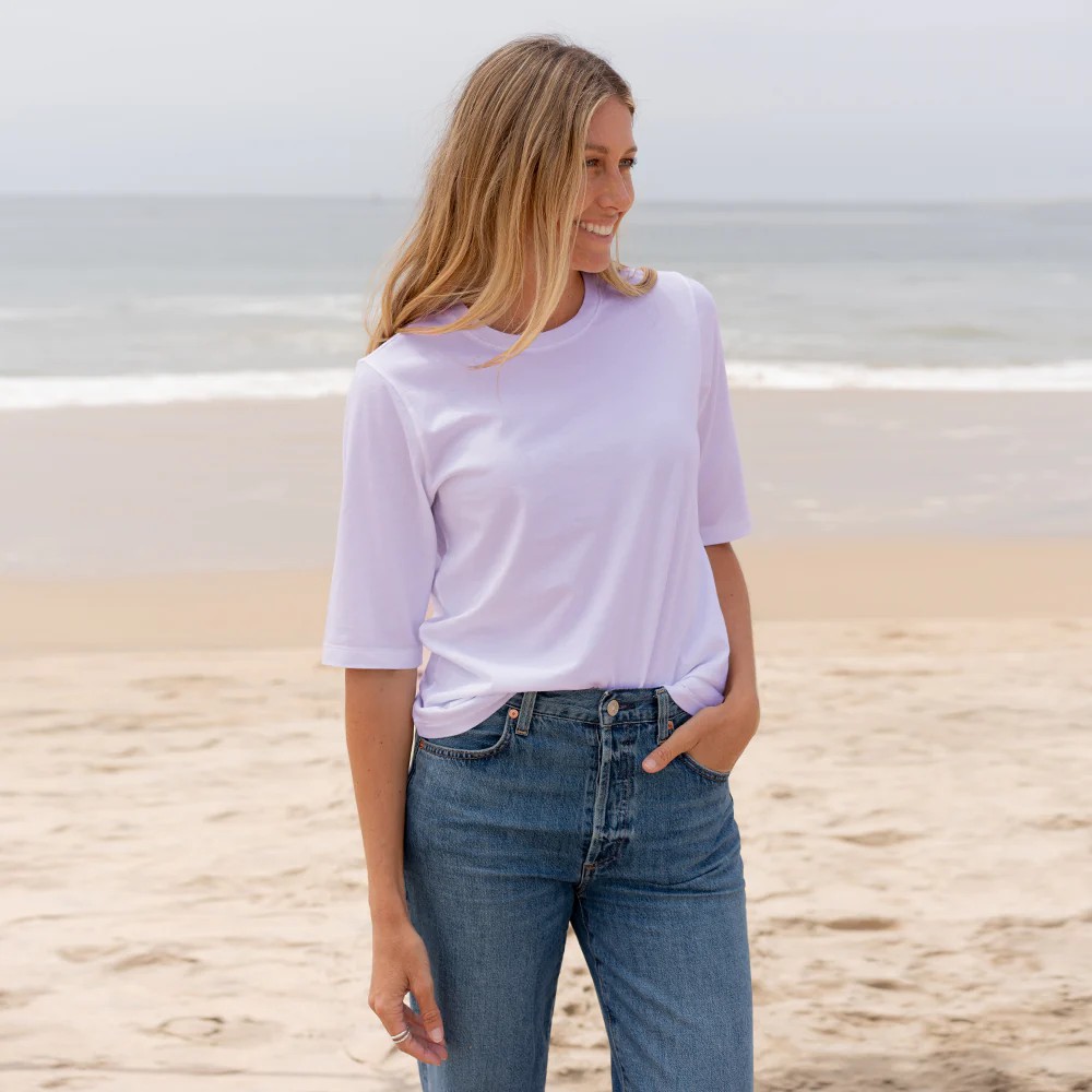Womens Elbow Sleeve Crew Neck