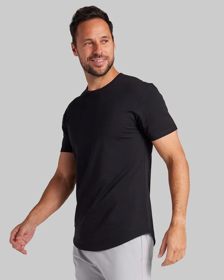 Men’s Drop-Cut Fitted Crewneck Tee – 4-Way Stretch, Wrinkle-Resistant, Streetwear Essential
