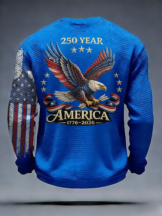 Unisex 250Th Anniversary Celebration Waffle Round Neck Long Sleeve T-Shirt