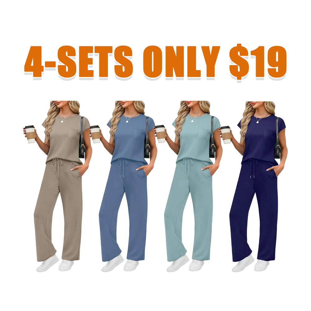 Women's Cap Sleeve Casual Lounge 2 Piece Set