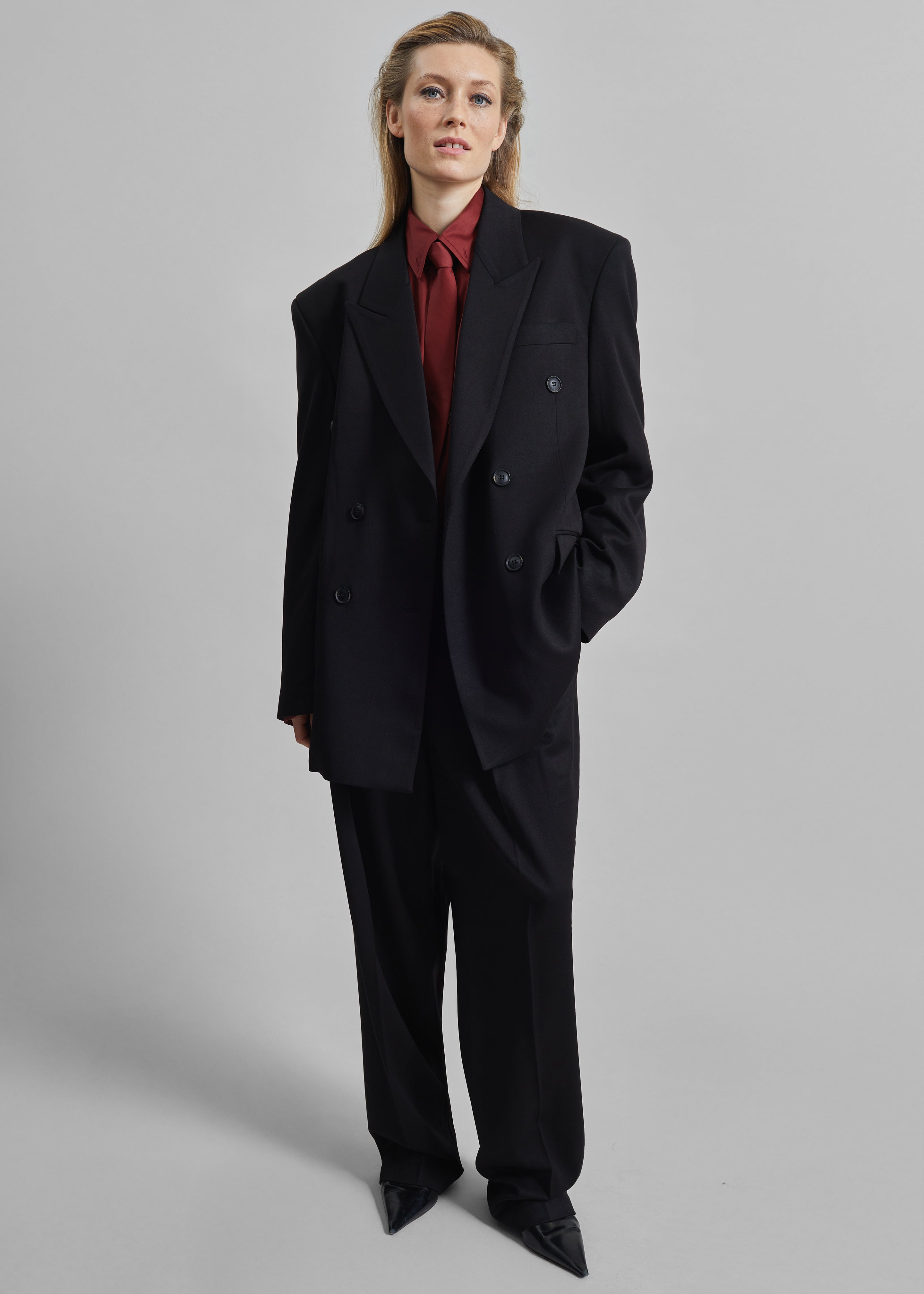 Vester Double-Breasted Blazer - Black