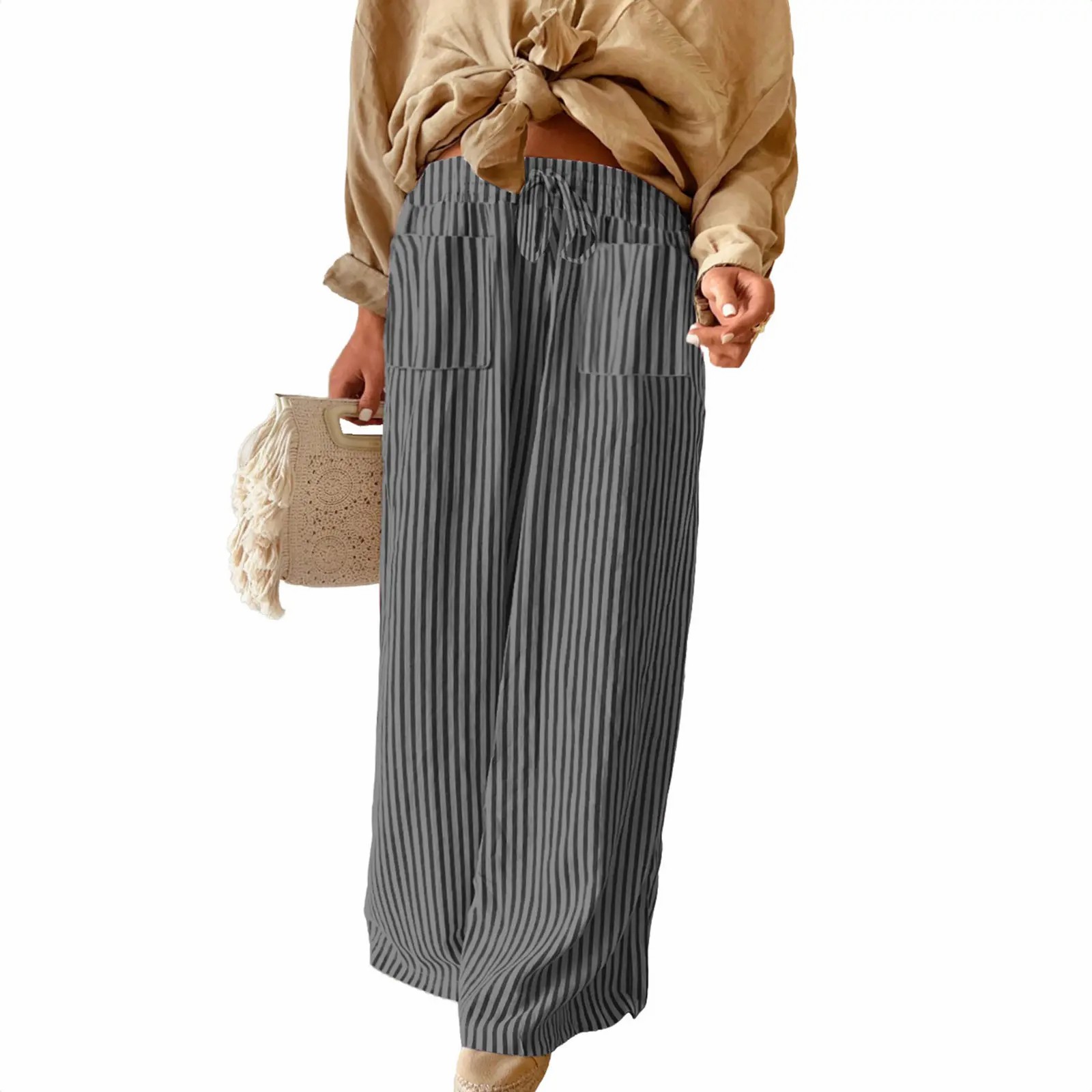 🌿 Women's Striped Drawstring Casual Pants