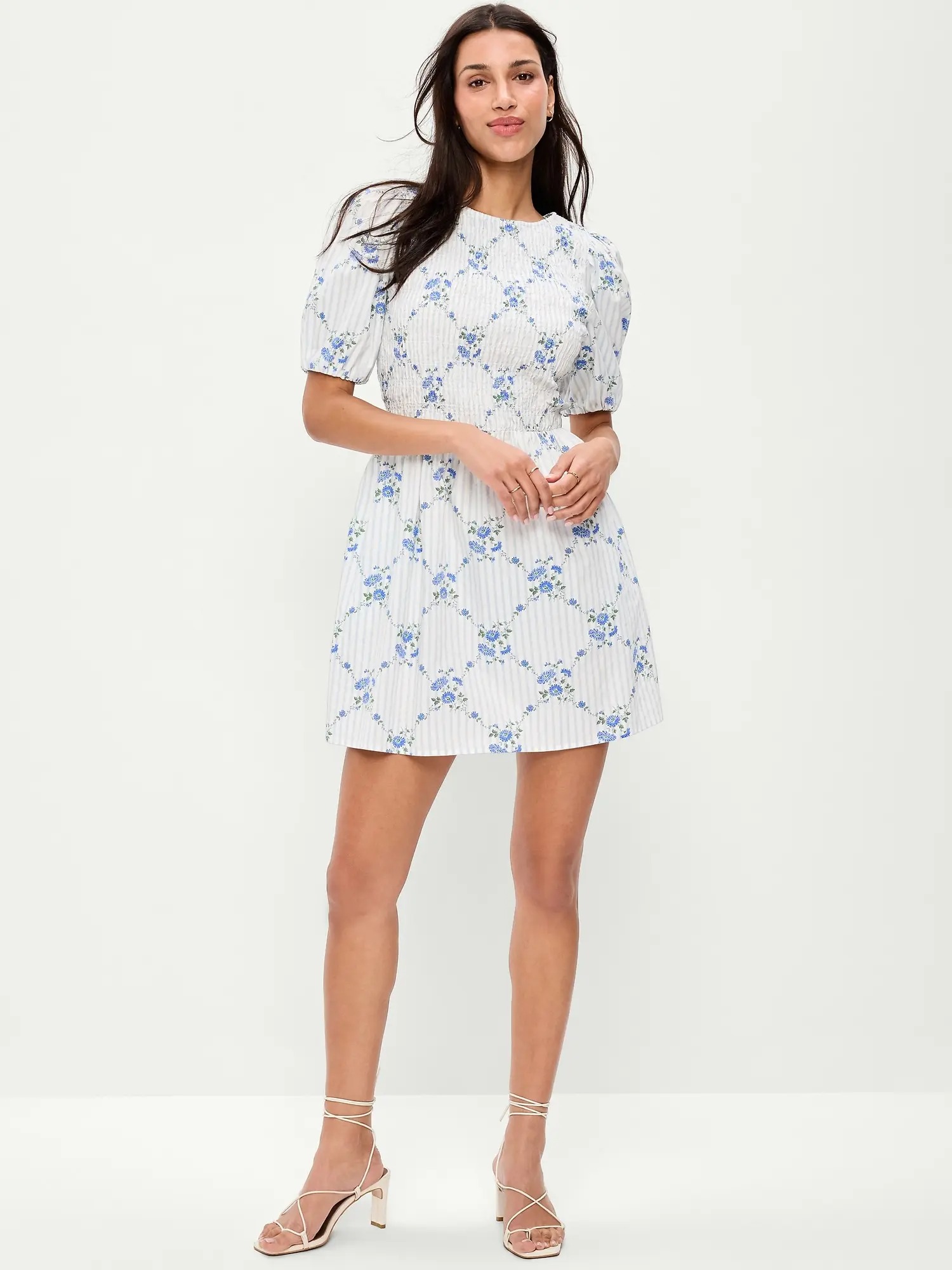 Women’s Smocked Puff Sleeve Flare Mini Dress – Casual Summer Fit