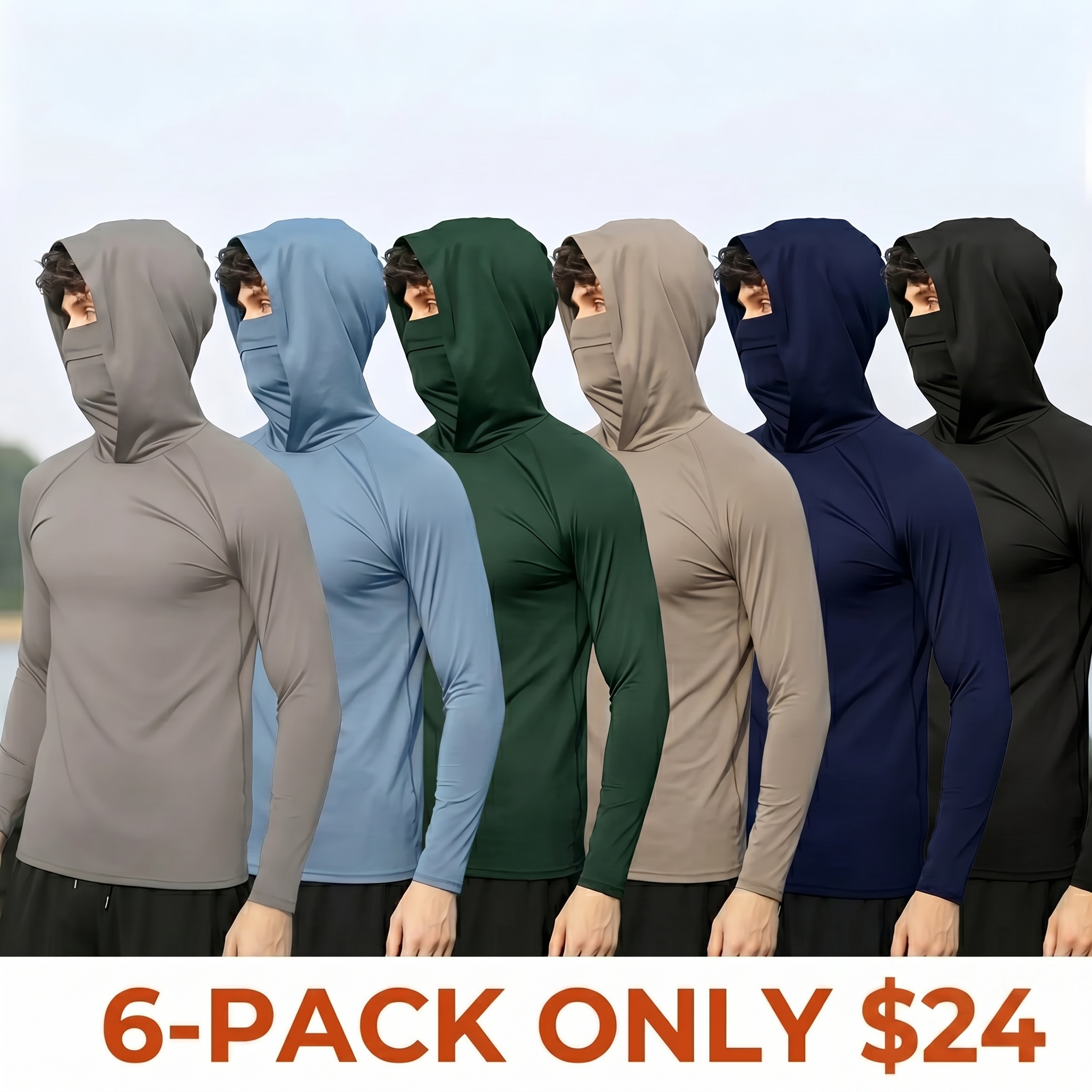 Men's Casual Hooded Pullover — Slim Fit, Long Sleeve, Lightweight & Breathable, with UPF Sun Protection