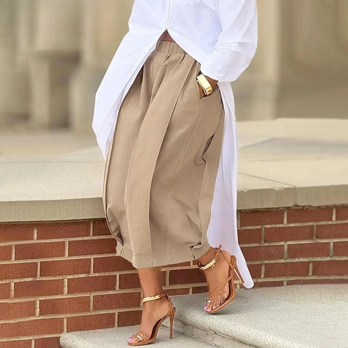 Women's Loose Cotton Lantern Pants – Soft Breathable Elastic Waist Casual Summer Pants with Pockets