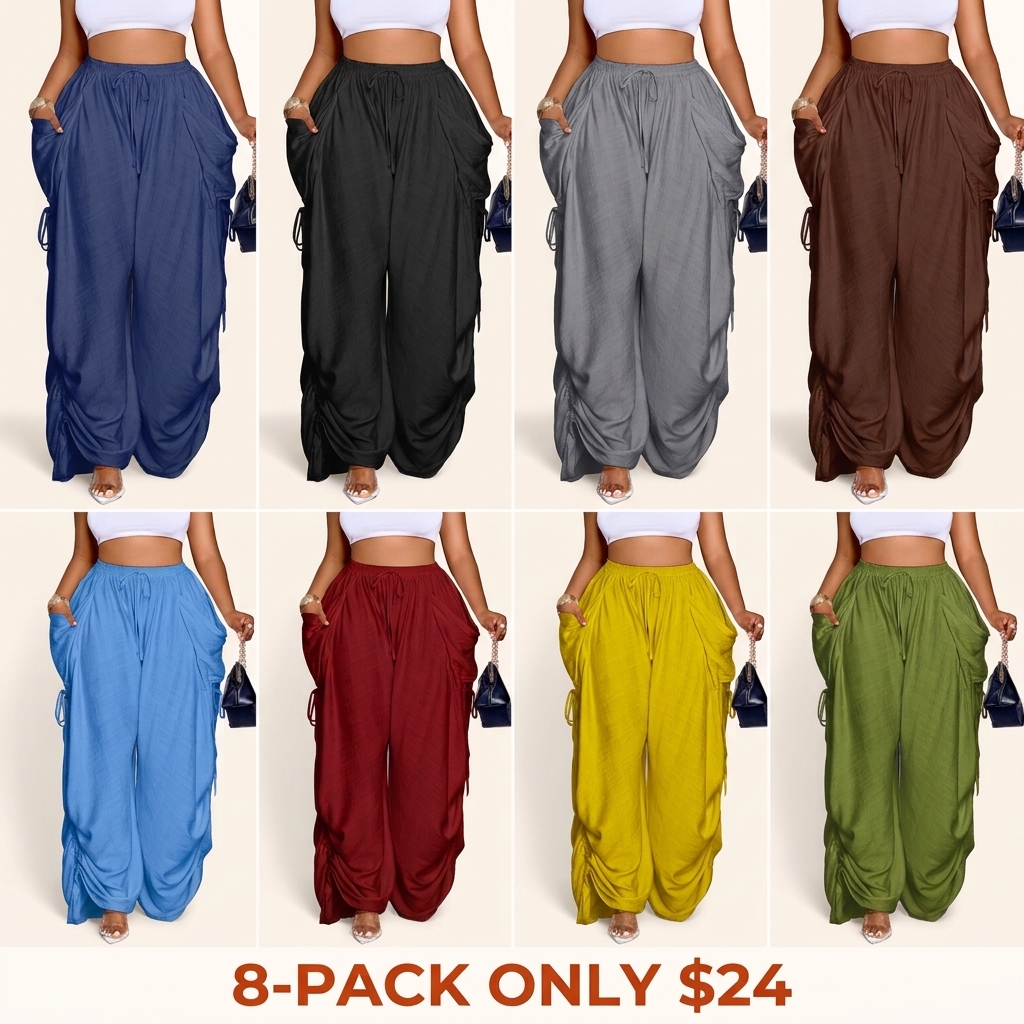 Women's Casual Loose High-Waisted Wide-Leg Trousers