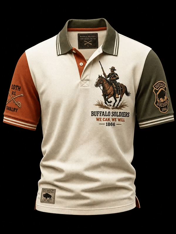 Men's Black Buffalo Soldier Print Top