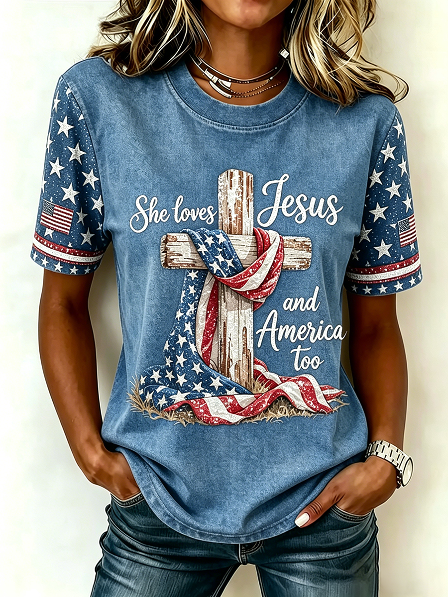 250Th Anniversary Commemorative Faith Glitter Printed Round Neck Top In The United States