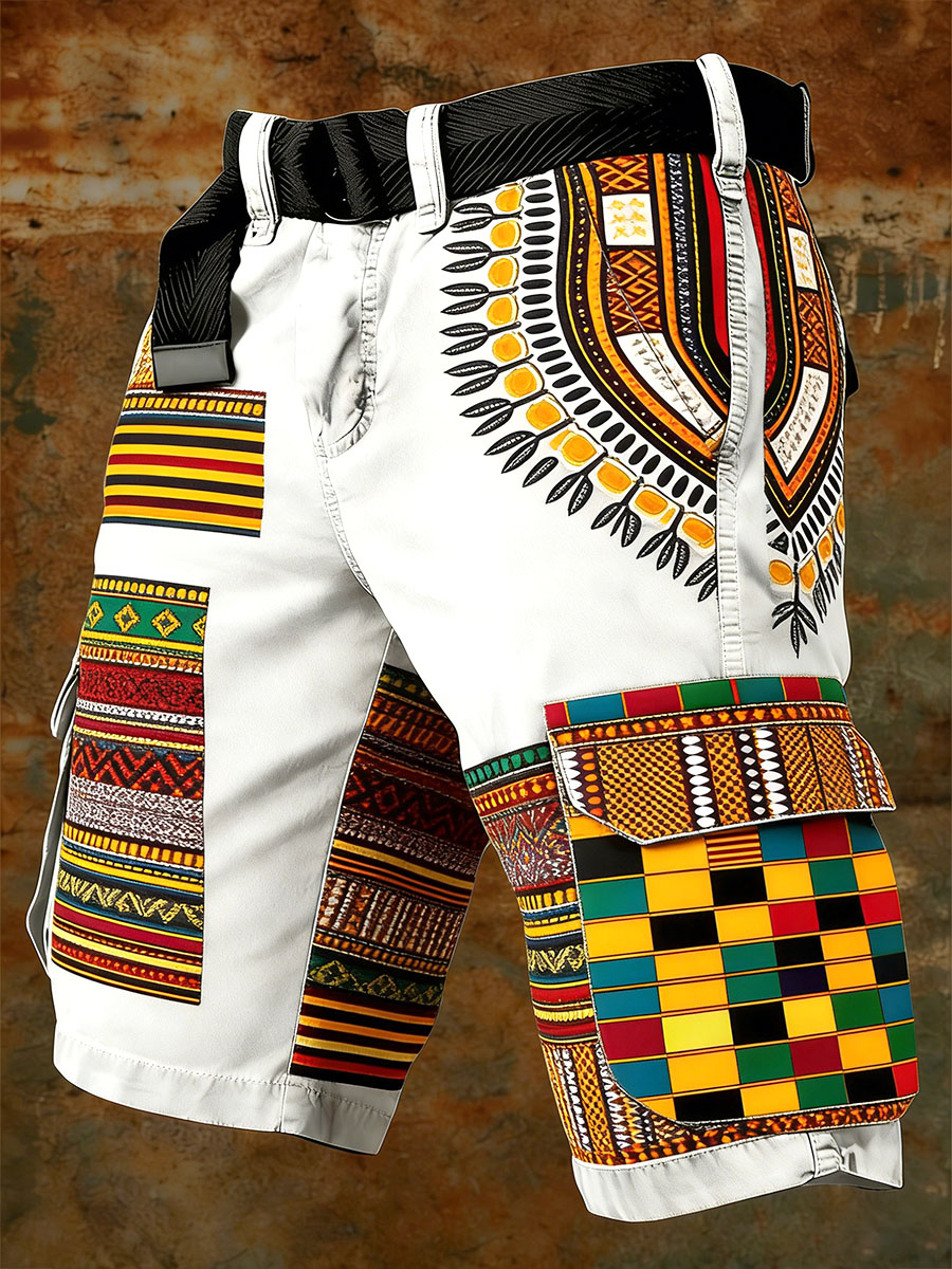 Men’s Vintage Tie-Dye Tribal Cargo Shorts