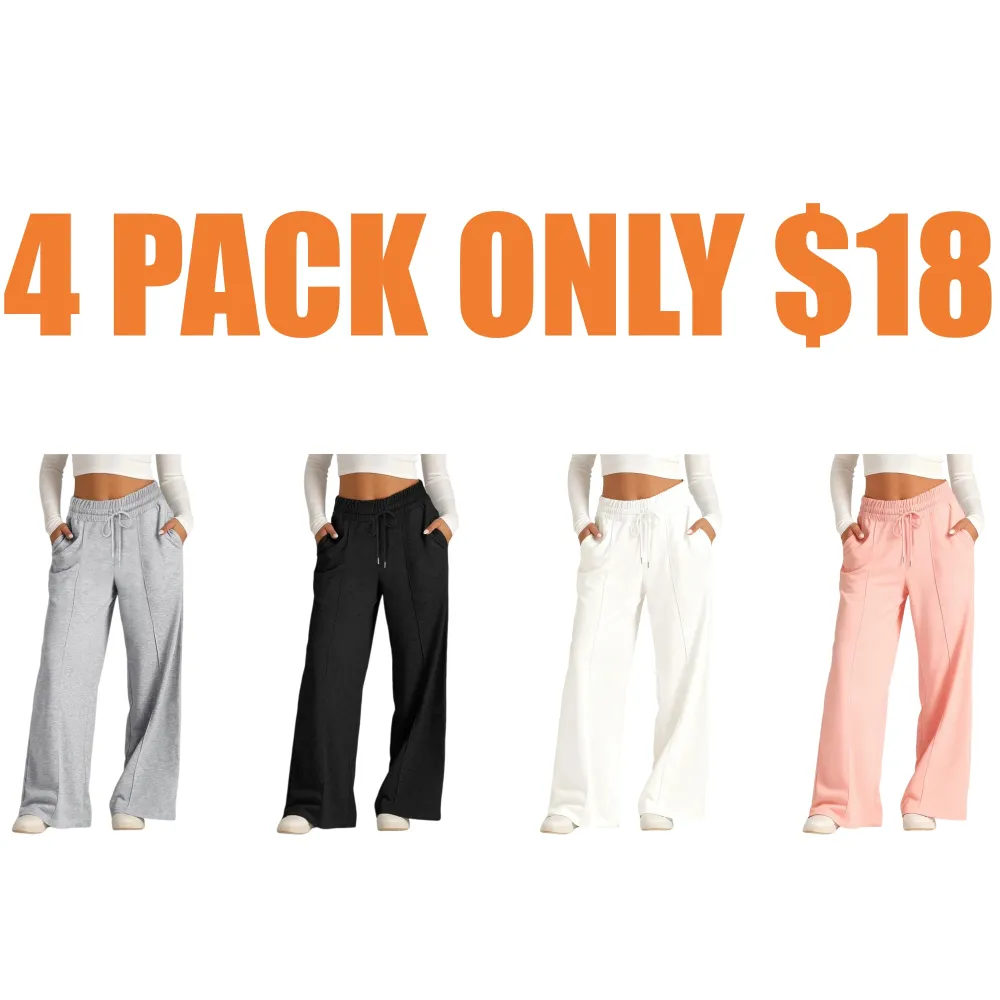 Women's Simple Design Straight Leg Drawstring Baggy Lounge Pants