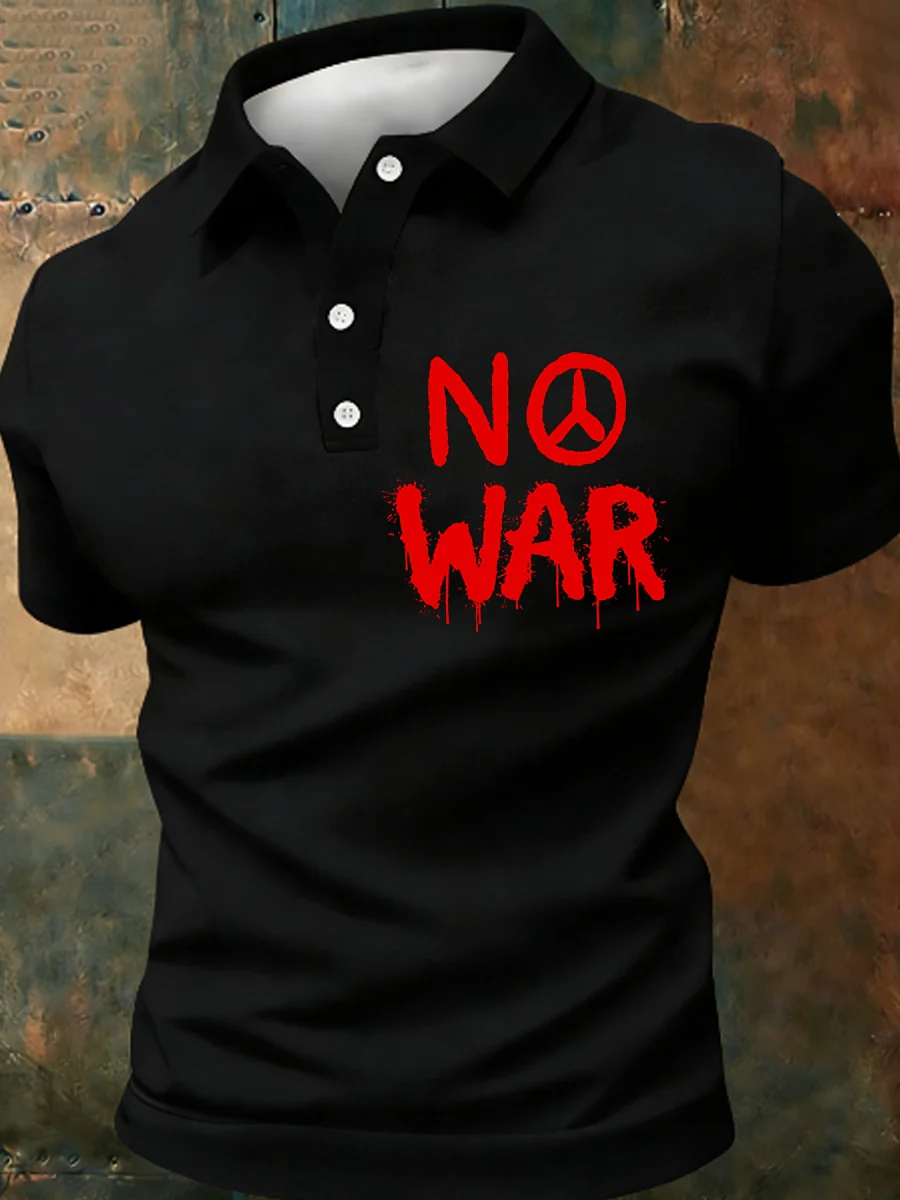 Men's No War cotton short-sleeved polo shirt