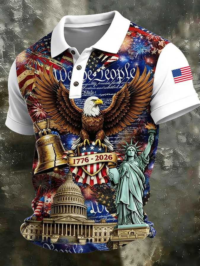 Men's 250th Anniversary Printed Casual Polo Shirt
