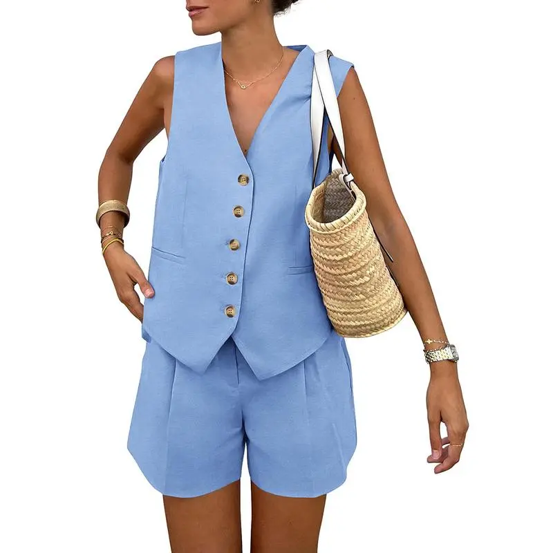 Women's Sleeveless V Neck 2-Piece Outfit (Just $3 a set!)