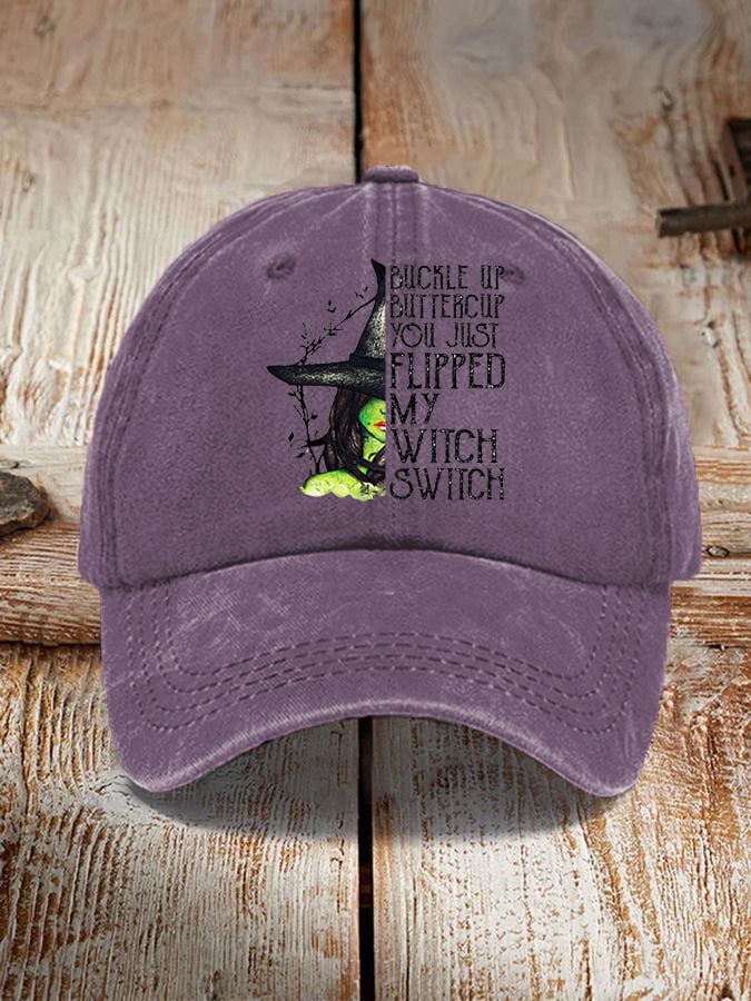 Unisex Halloween Buckle Up Buttercup You Just Flipped My Witch Switch Print Hat