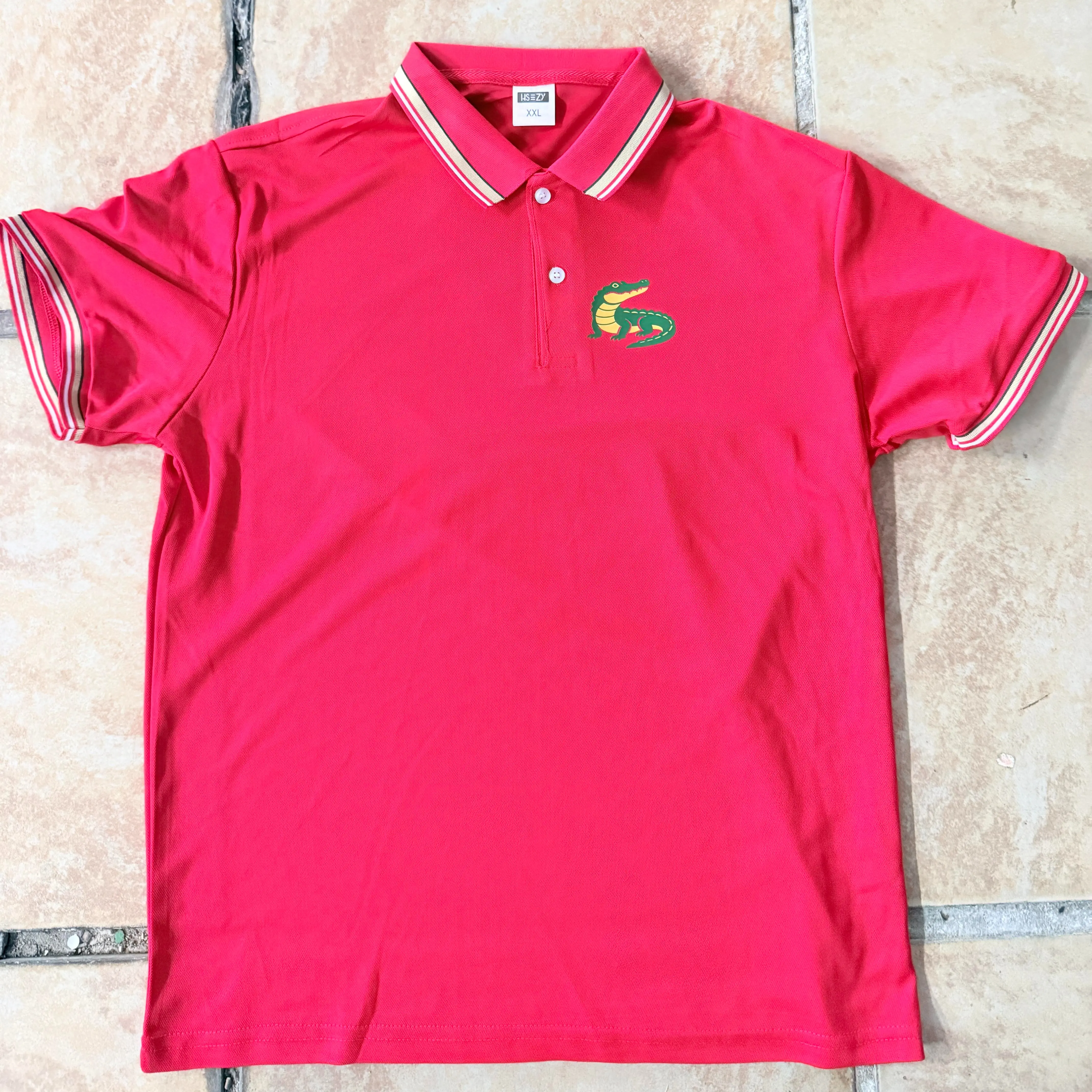 Men's Crocodile-Texture Polo Shirt—Lightweight, Quick-Drying, and Breathable Short-Sleeve Collared T-Shirt for Summer