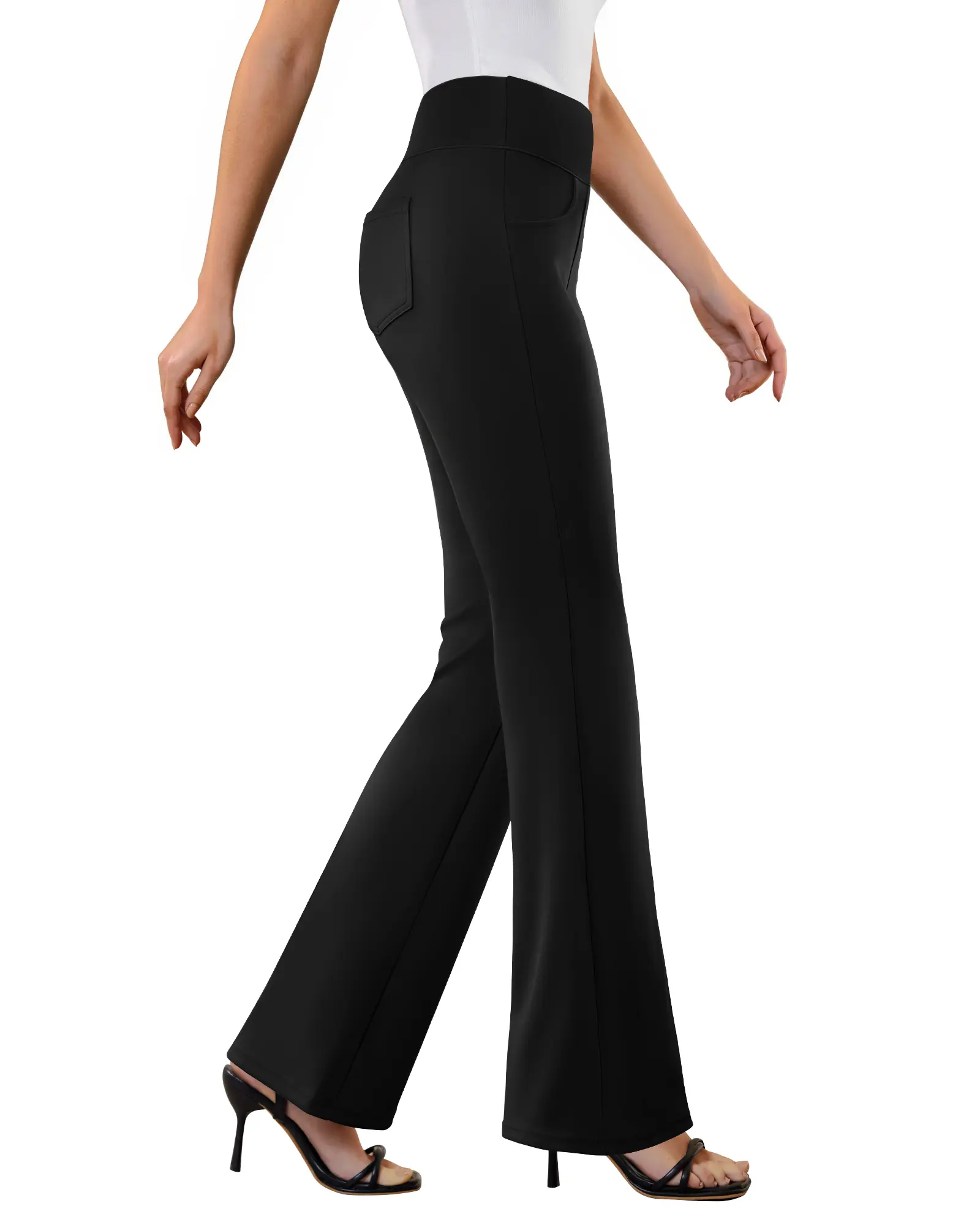 Womens Dress Pants Stretchy Work Pants Business Casual Office Trousers Pull On Flare Slacks