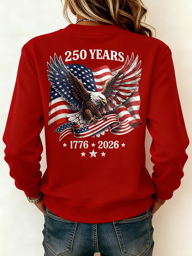 Ladies' Leisure 250th Anniversary National Day Celebration Round Neck Hoodie