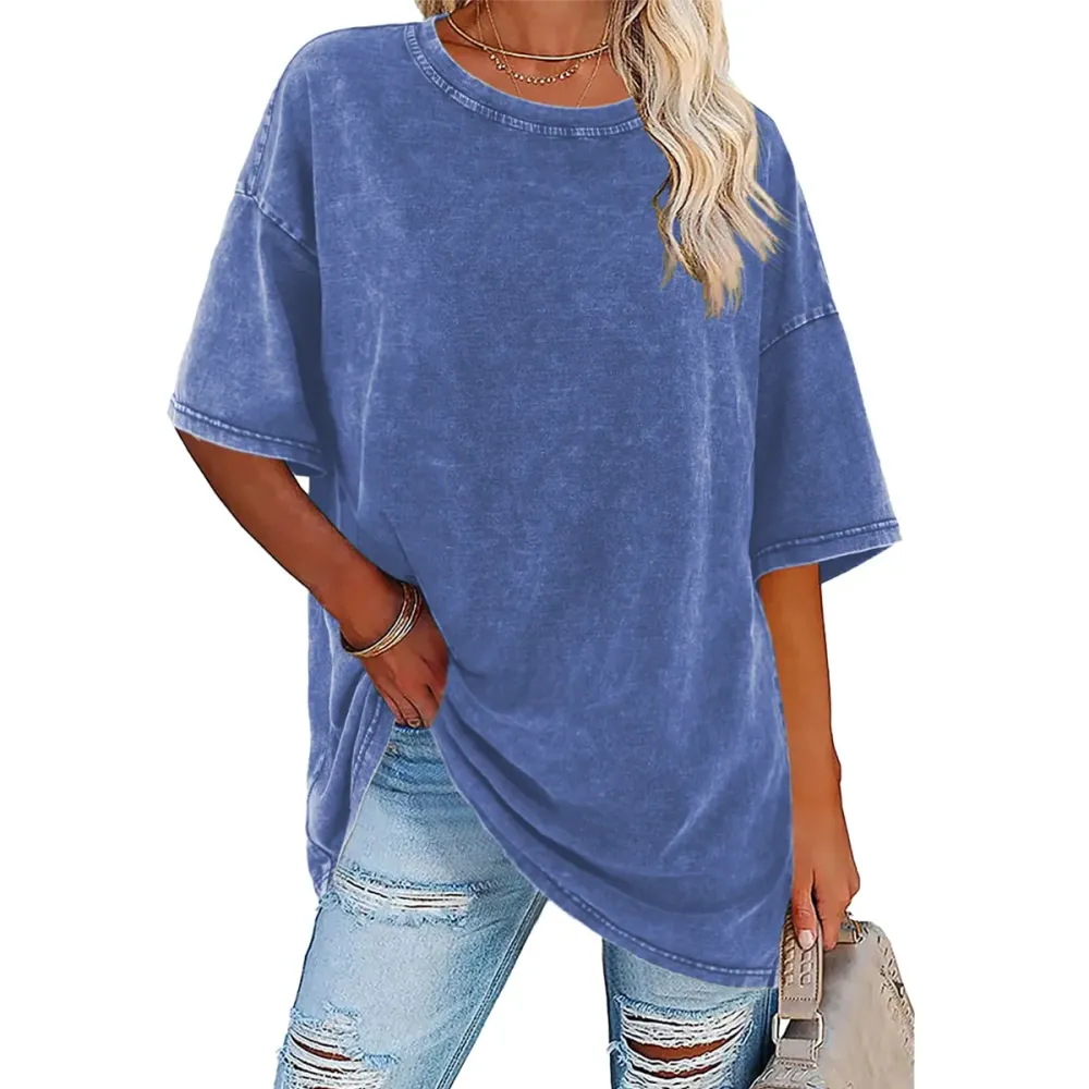 Women's Loose-Fit T-Shirt — Acid-Washed, Heavyweight Pure Cotton, Vintage Unisex Style