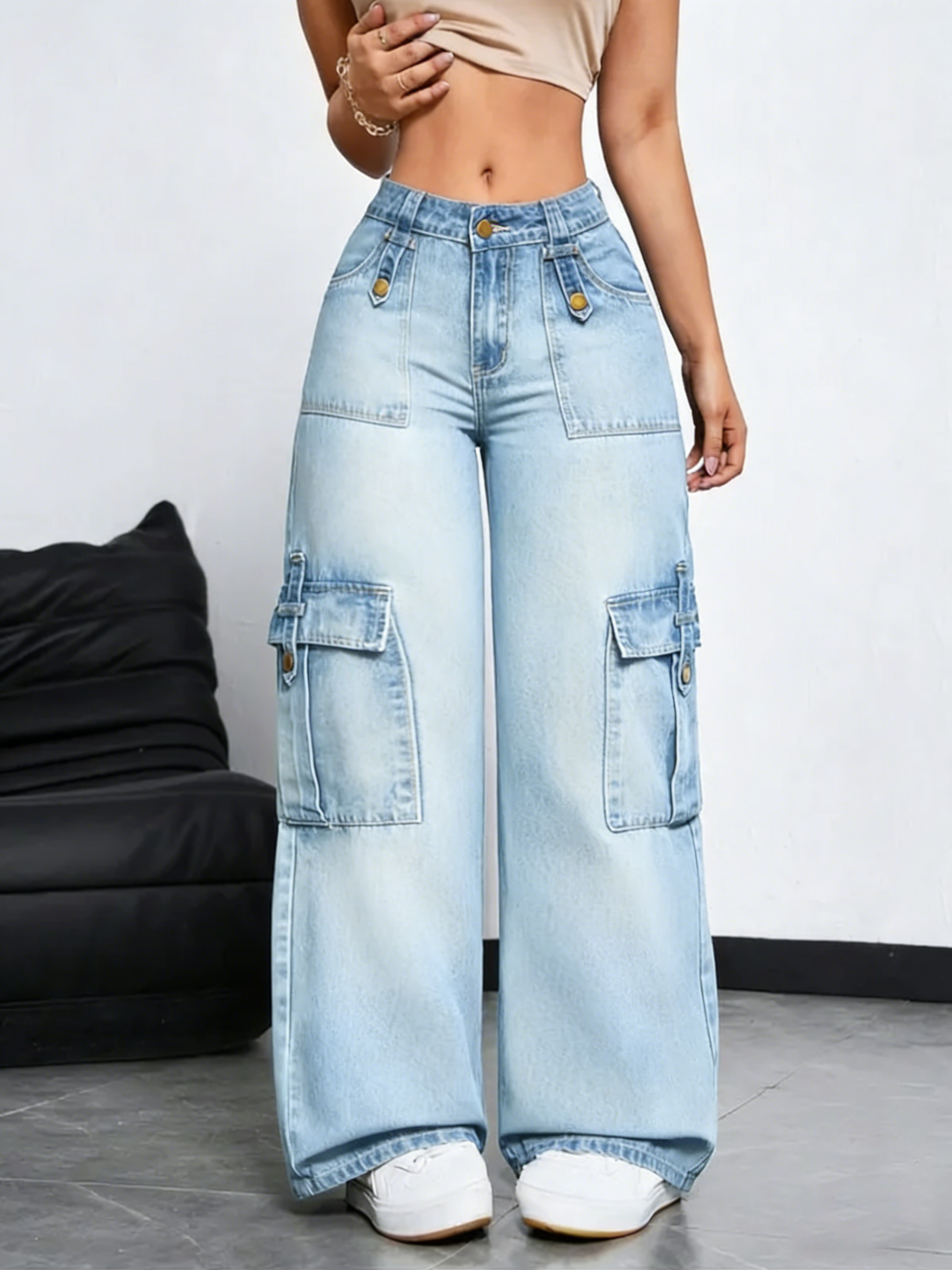 Women's Stretchy Multi-Pocket Straight Leg Jeans