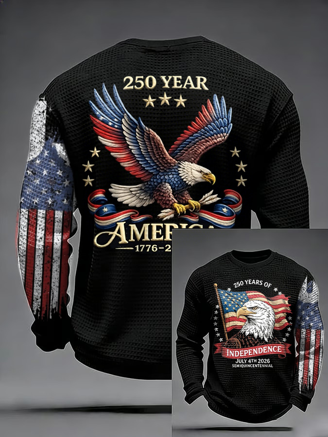 Unisex 250Th Anniversary Celebration Waffle Round Neck Long Sleeve T-Shirt