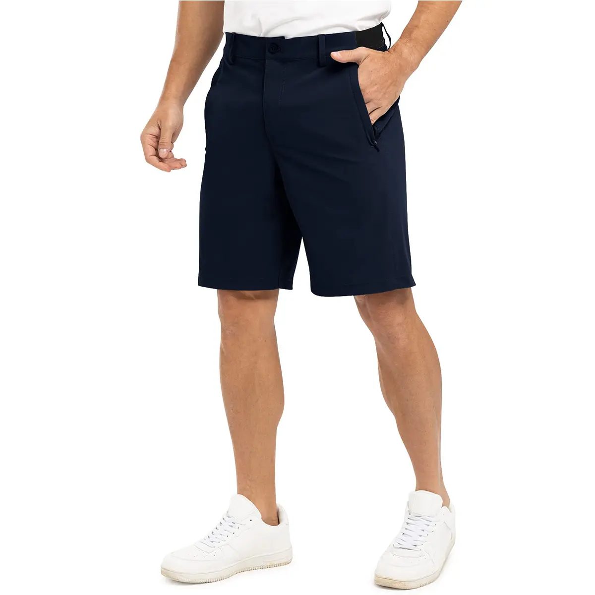 Men's 4-Way Stretch Shorts Quick Dry Casual Work Golf Pants Lightweight Breathable Zip Pockets Pants Summer Outdoor Bottoms