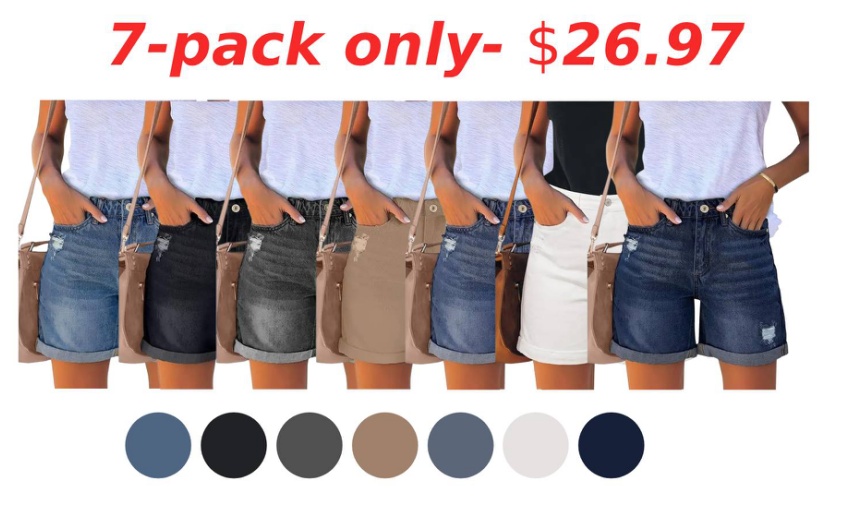 Women's High Rise Ripped Denim Shorts