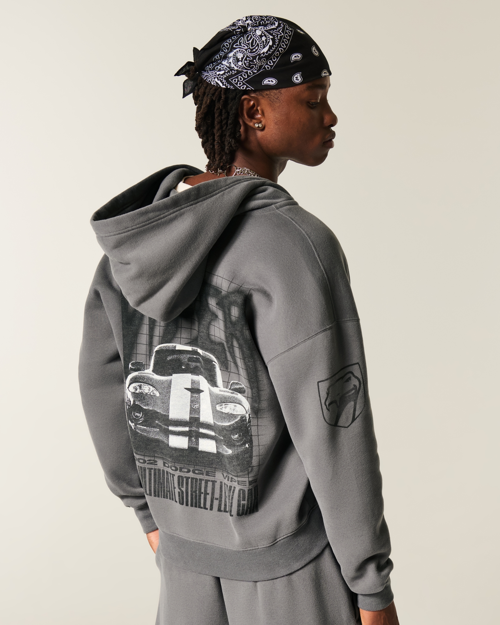 Boxy Dodge Demon Graphic Zip-Up Hoodie