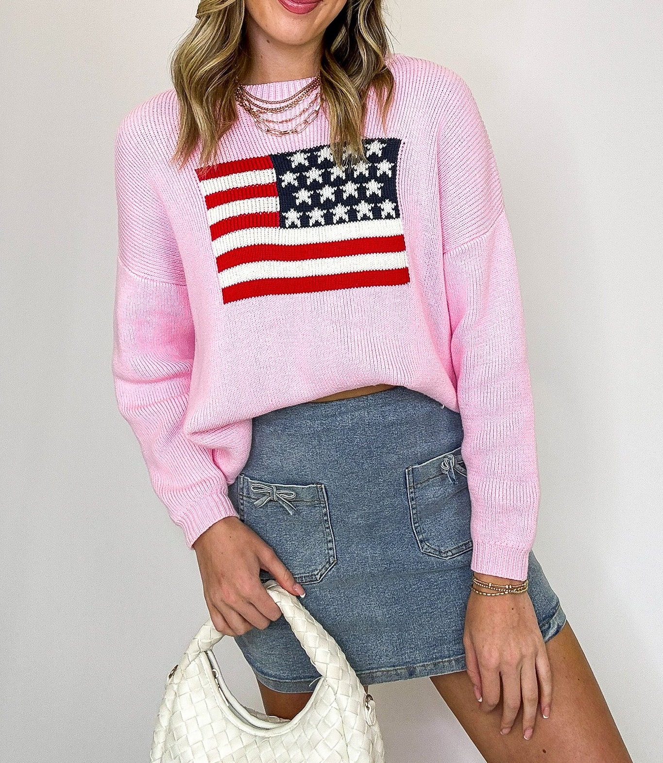 Cotton Candy Liberty American Flag Knit Sweater