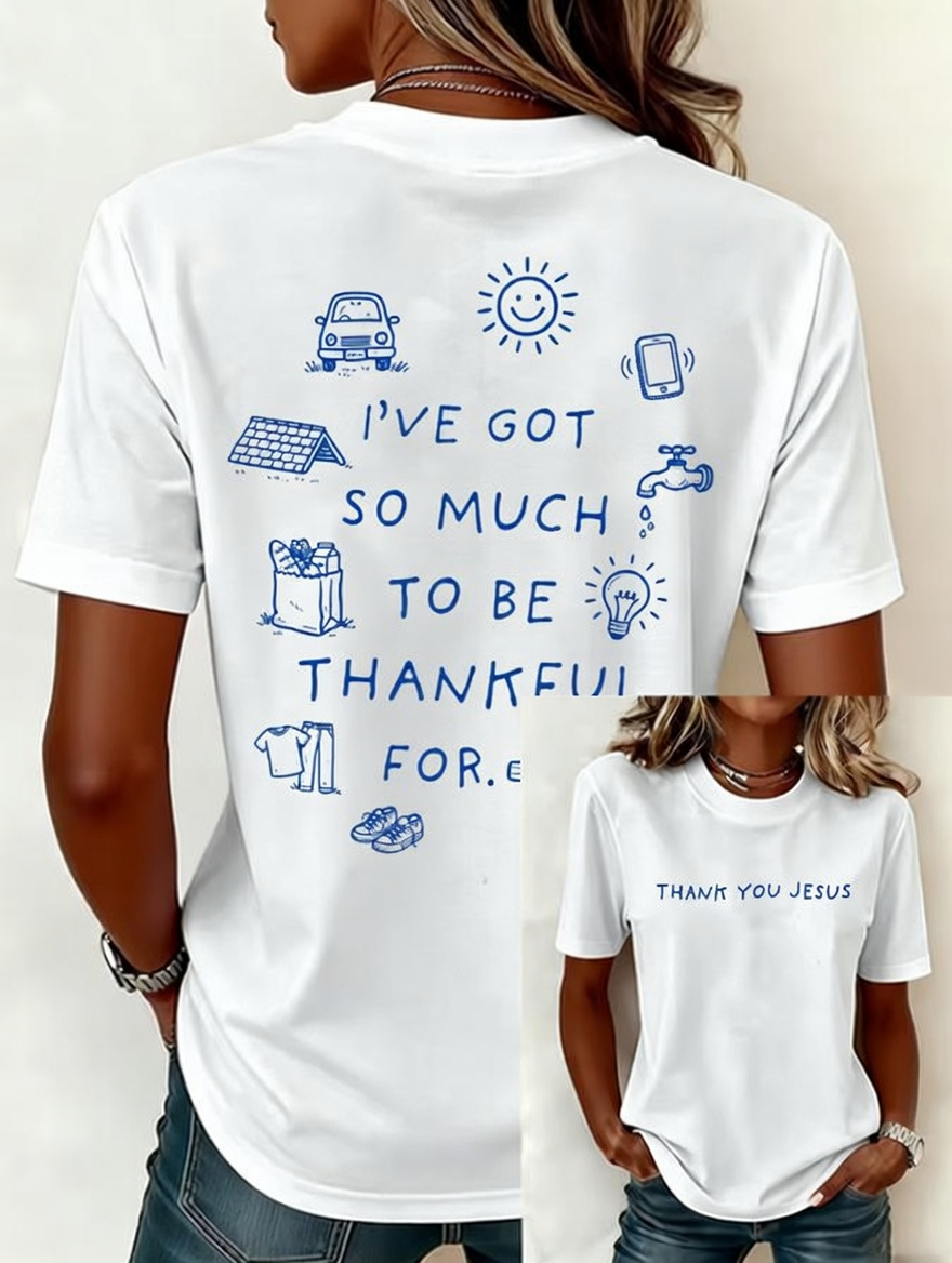 Women's Casual Faith Cross Print Short-Sleeve T-Shirt