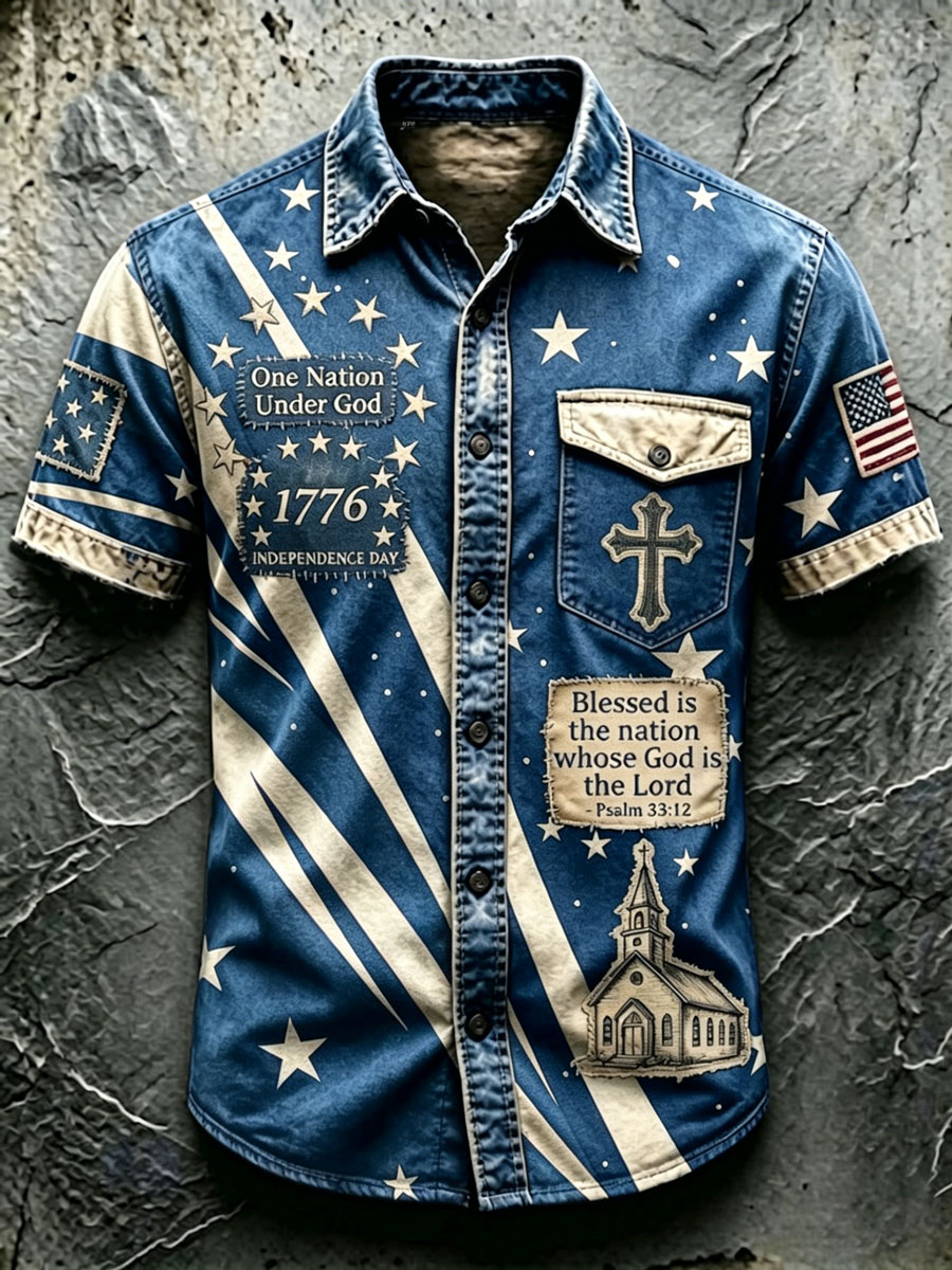 Men'S 250Th Anniversary National Faith Print  Shirt