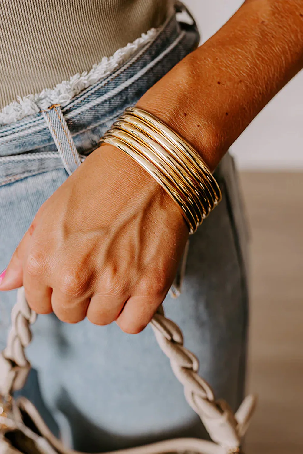 Gold Multi Layer Plated Alloy Bangle Bracelet