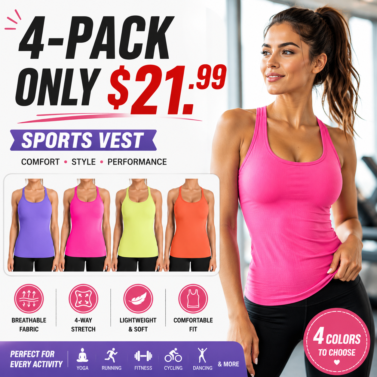 Final 3-Hour Sale🔥Women Workout Tank Tops with Built in Bra