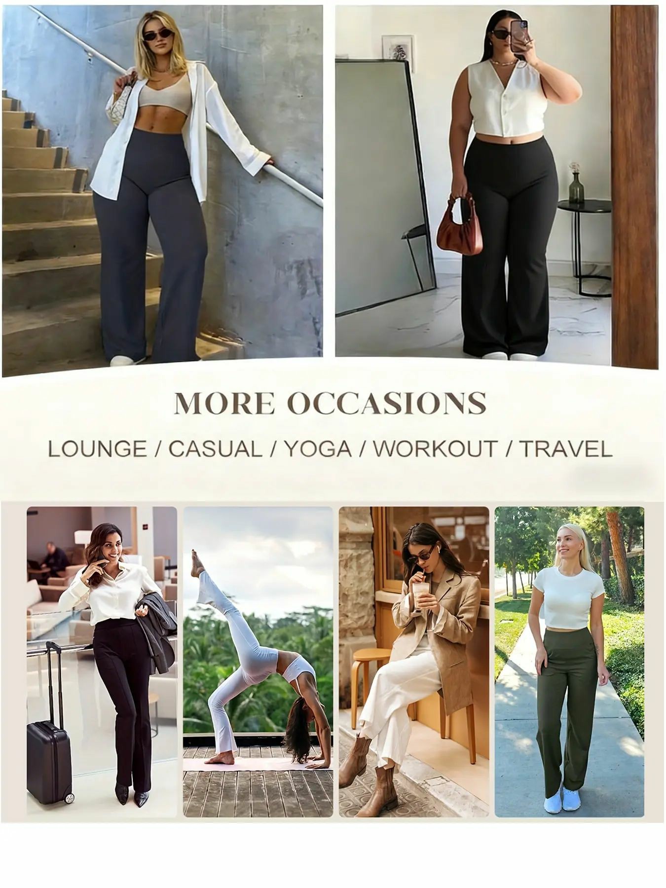 Women's Wide-Leg Suit Pants with Elastic Waist