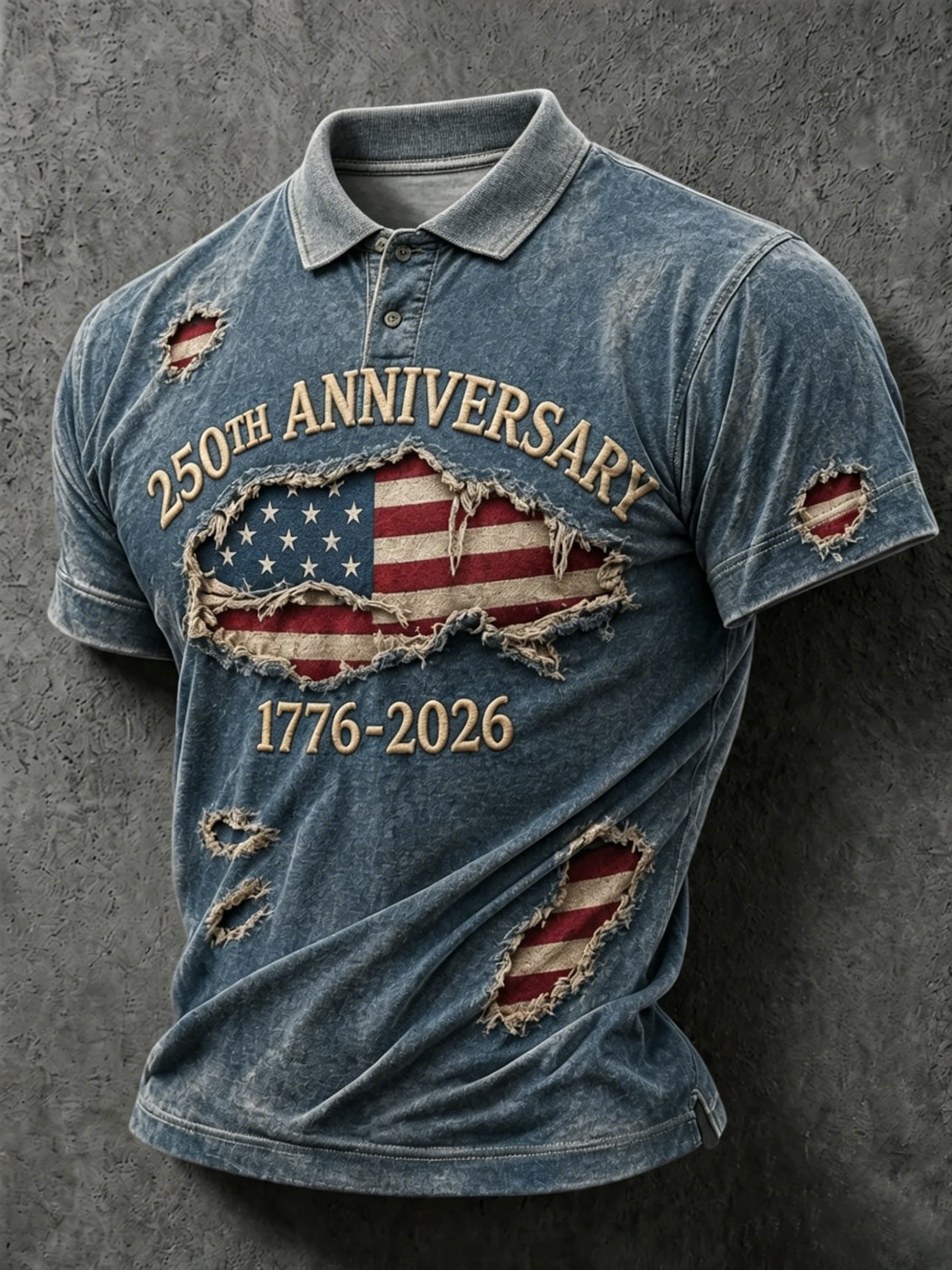 Men's Retro Flag Print Polo Shirt