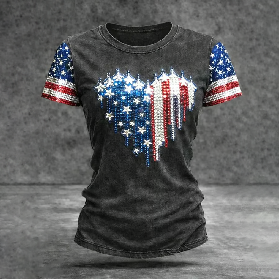 Women's Casual American 250th Anniversary Print T-shirt