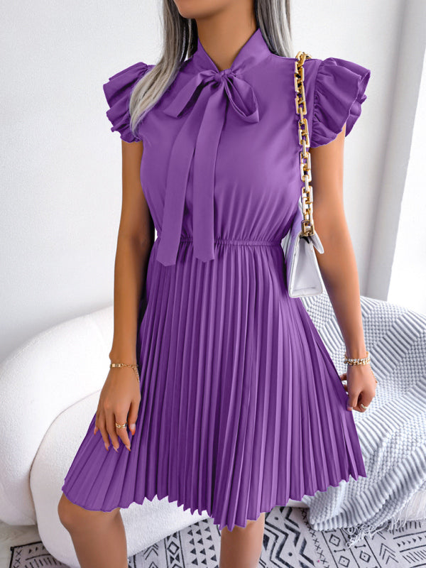 Temperament Lace-Up Waist Pleated Skirt