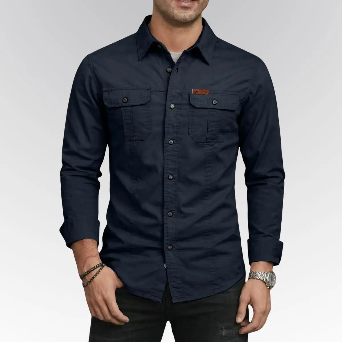 Men's Long Sleeve Workwear Shirt Outdoor Casual Versatile Top
