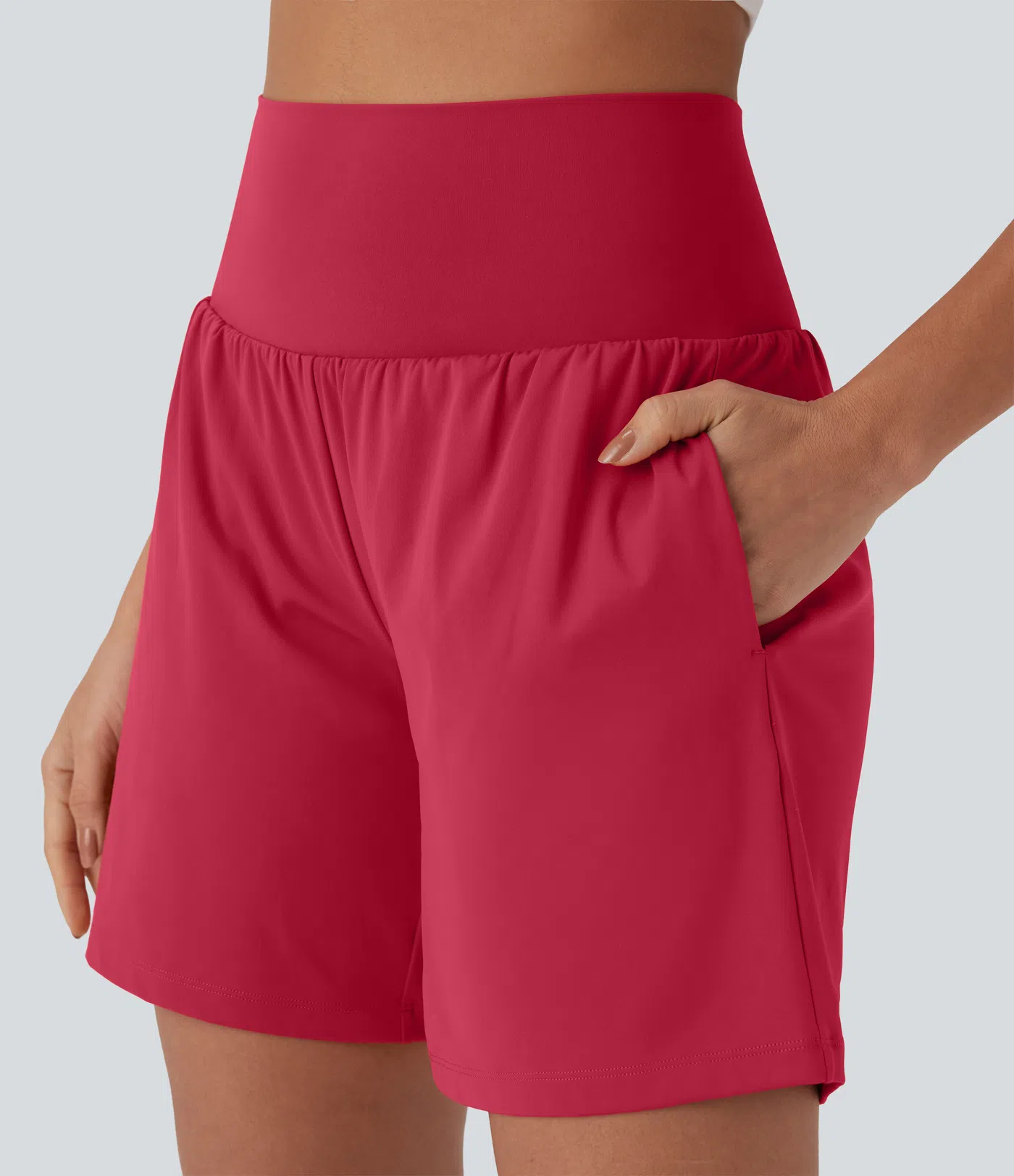 Women's 2-Piece Super High Waisted Back Pocket & Side Hidden Pocket 2-in-1 Yoga Shorts Set