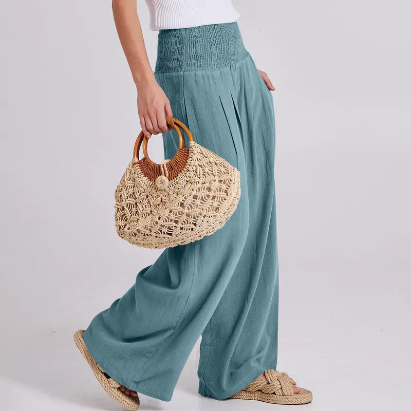 Women's wide-leg linen trousers