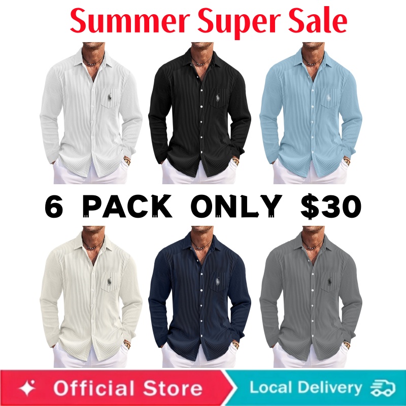 🔥Last Day Promotion!🔥RL Men's Striped Long-Sleeve Shirt