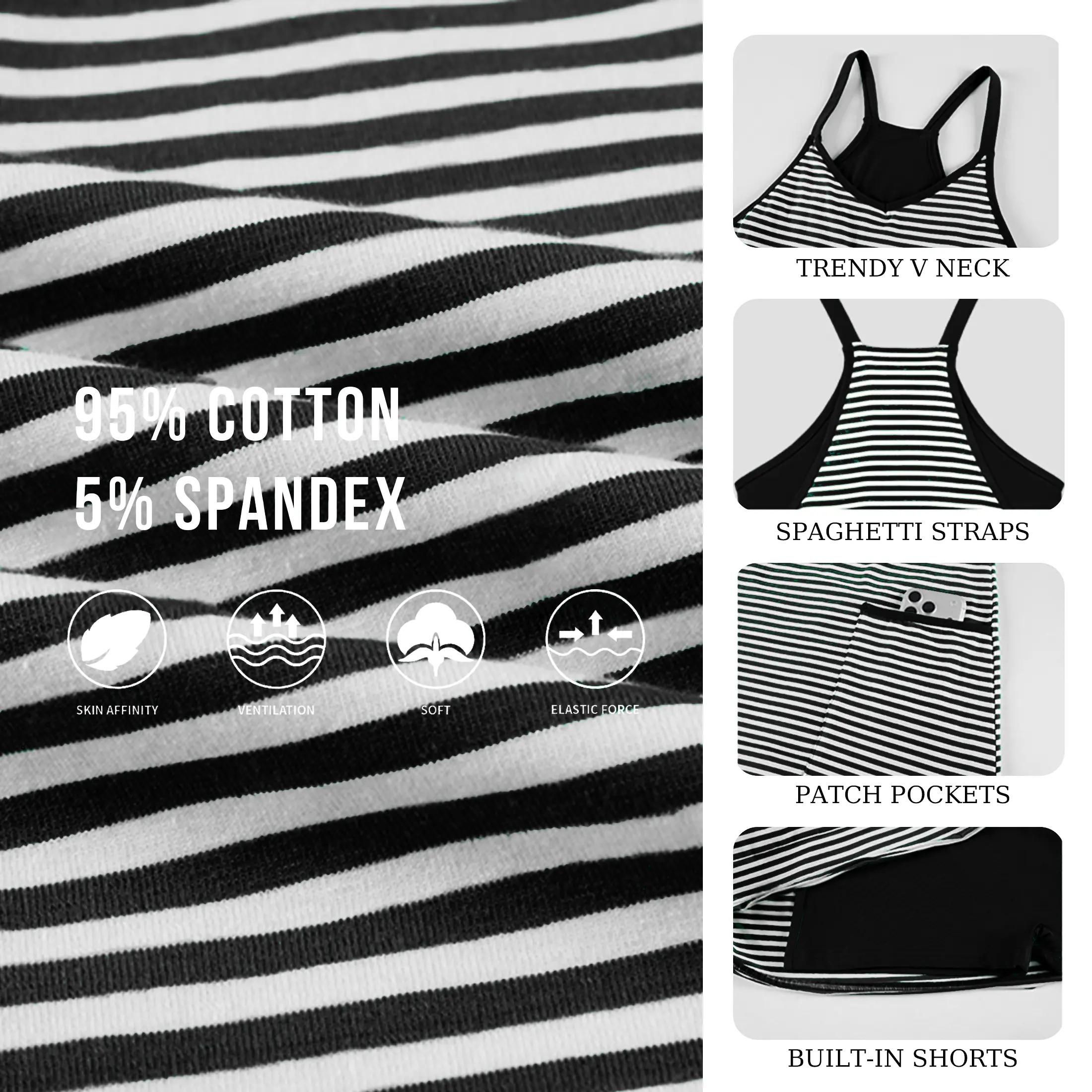 Women's Summer Sleeveless Striped Mini Dress