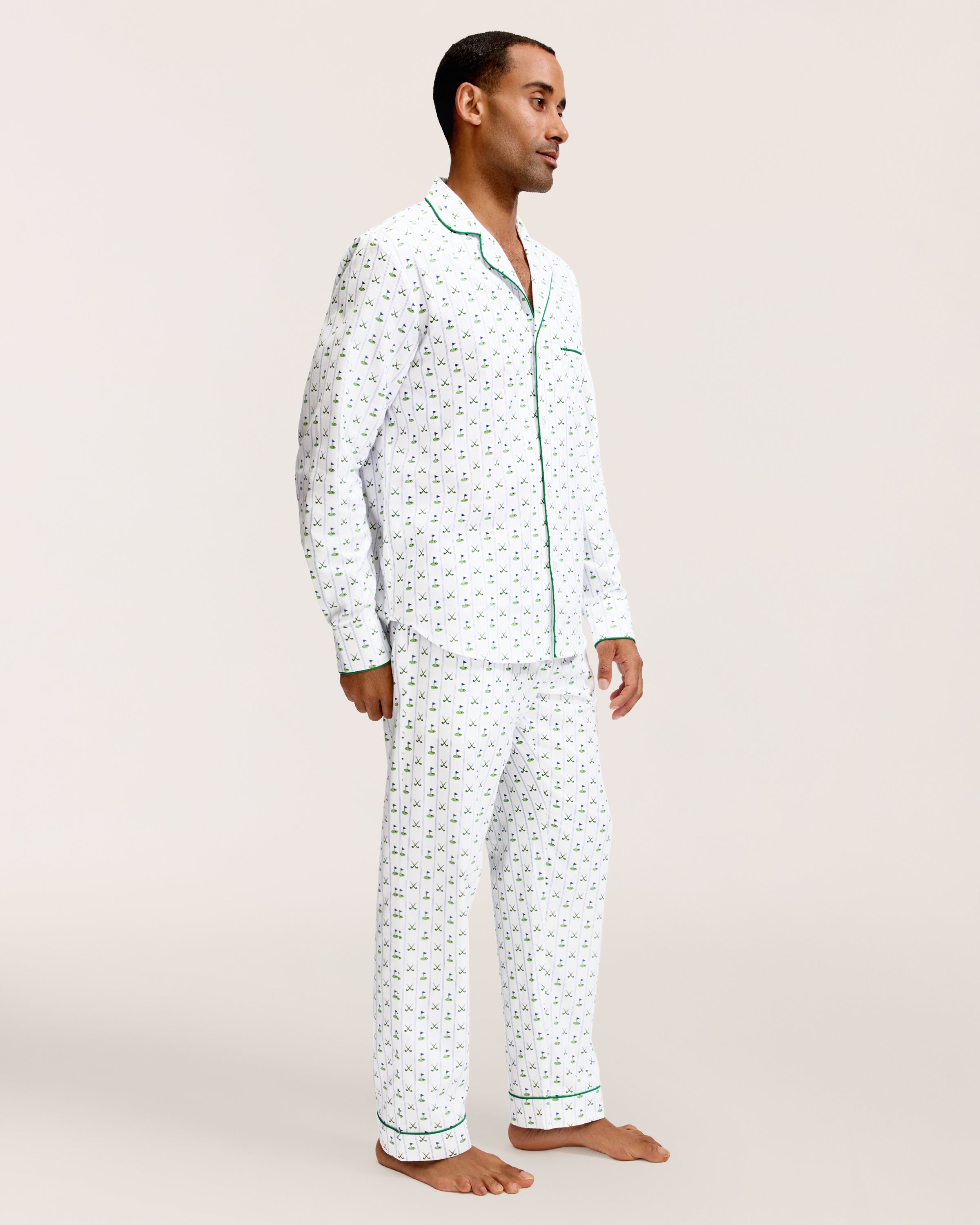 Men's Twill Pajama Set in Fairway Stripe