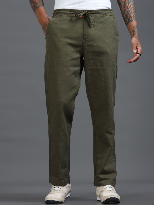 Men's Relaxed Linen Blend Drawstring Pants