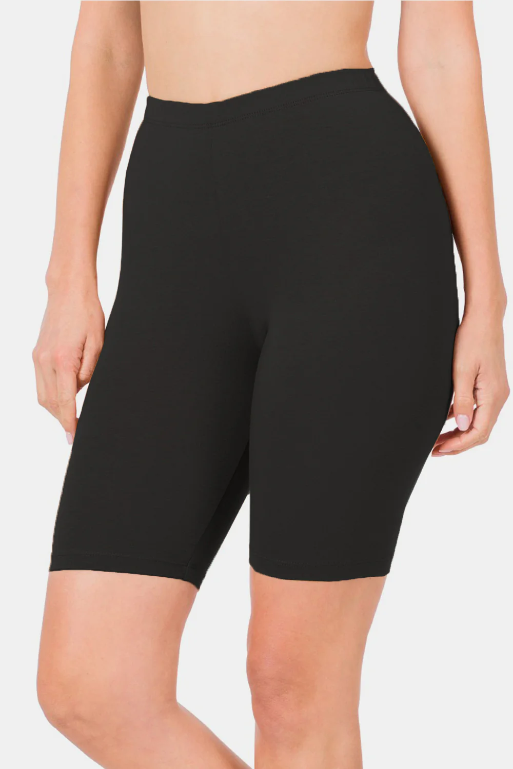 Casual Moves High Waist Biker Shorts in Black