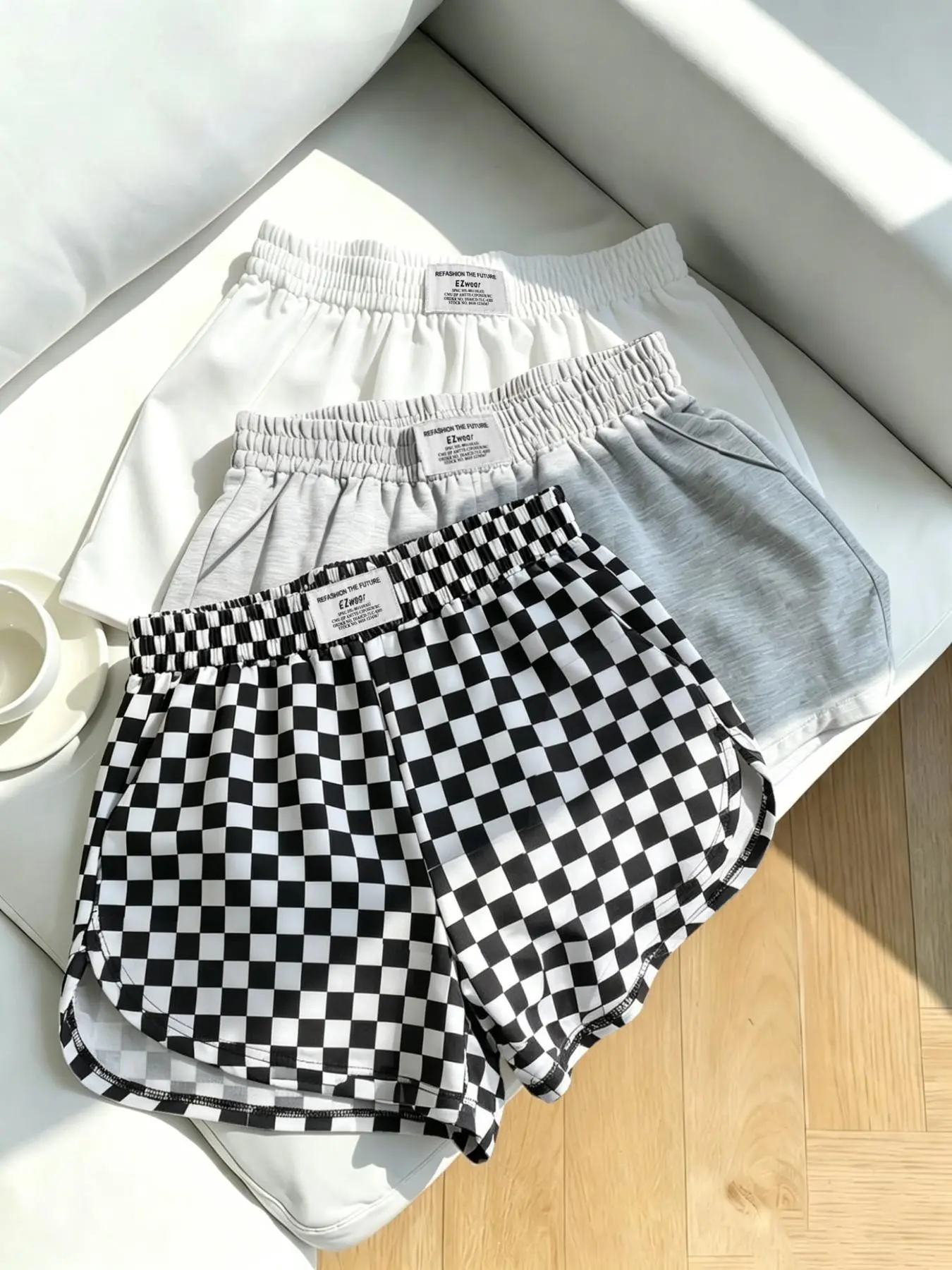 Women's Casual Loose Fit Baggy Shorts, Elastic Waist Camo Print and Solid Color, Summer All-Season Versatile Pants, 3 Piece Set