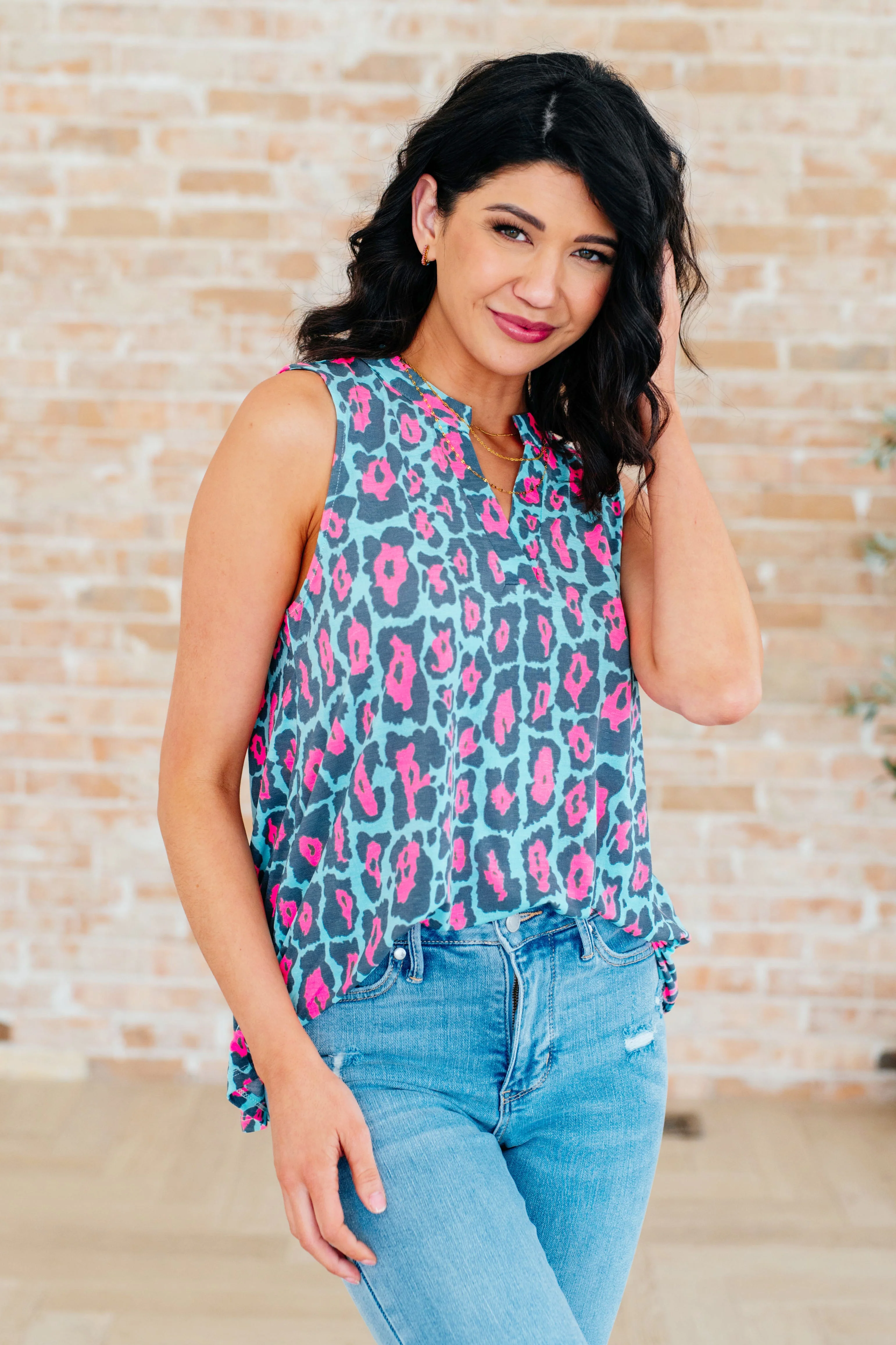 Tank Top in Mint and Pink Leopard