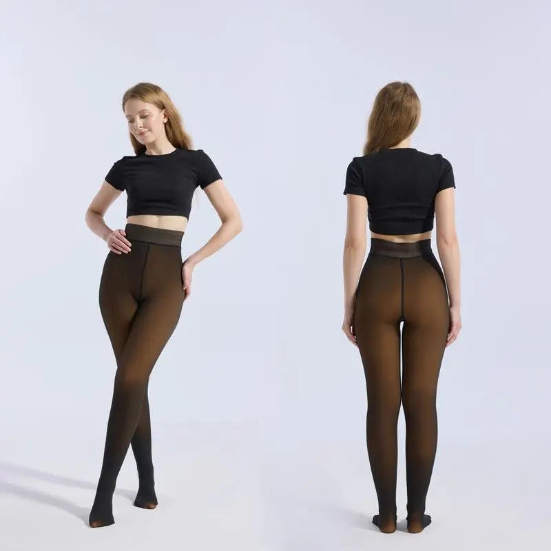 Fleece Lined Tights Sheer Women