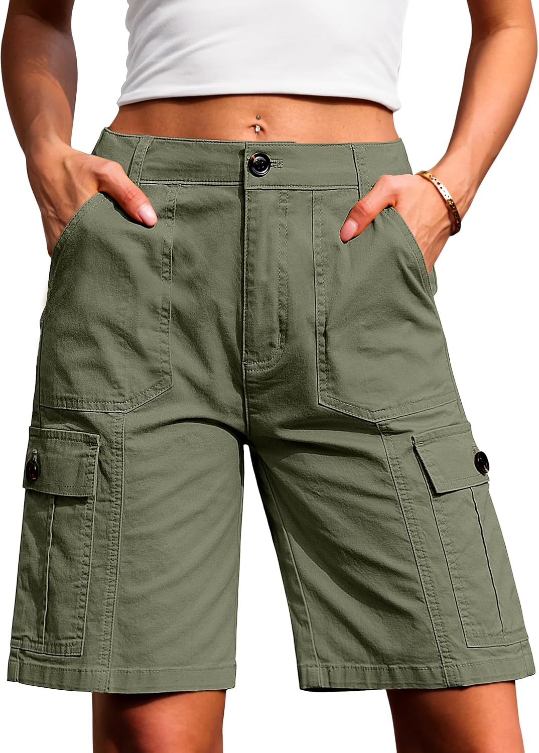 Eddoyee Women's Bermuda Cargo Shorts